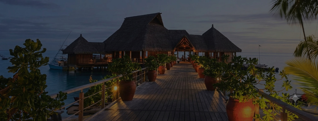A private table set above the water at the end of the day