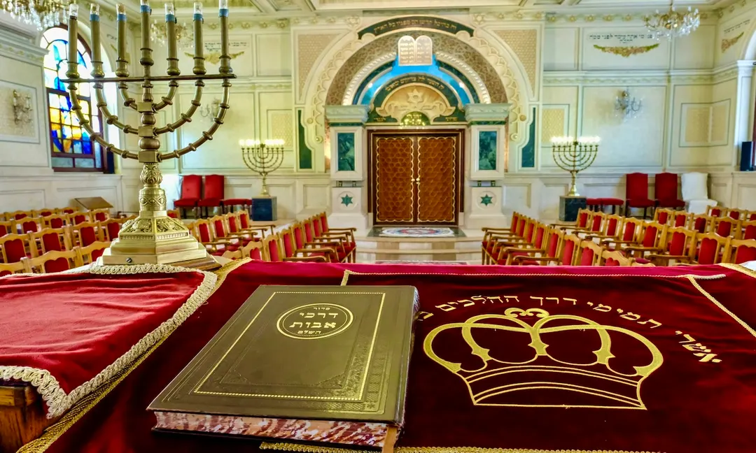 The interior of a historic synagogue